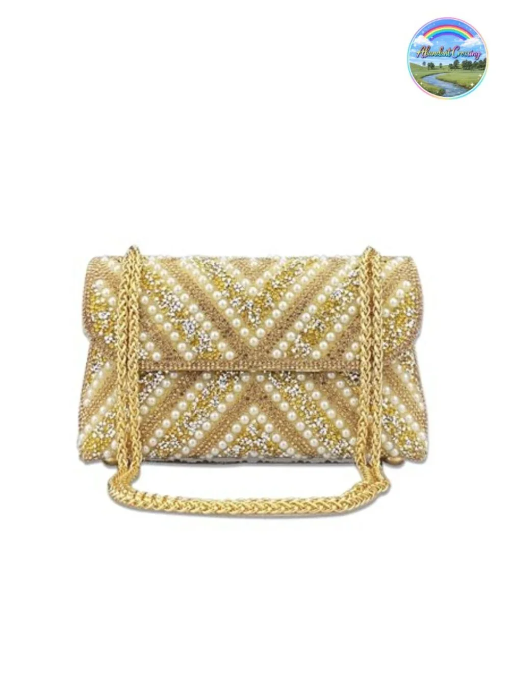 Rhinestone Clutch Purse with Chain - Sparkly Evening Bag Women